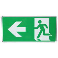 Fluchtwegschild Notausgang Pfeil nach links, Aluminium - Manutan Expert
