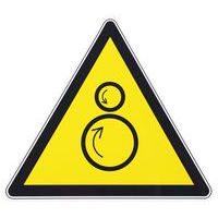 Warnschild - Gegenläufige Rollen - selbstklebend