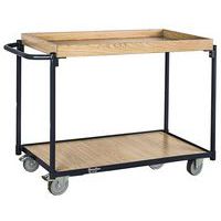 Transportwagen mit Holzboden und waagerechtem Griff - Tragkraft 250 kg - Manutan Expert