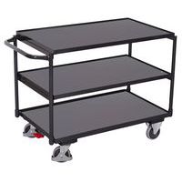 Ergonomischer Wagen mit 3 Holzplatten - Horizontale Stange - Tragkraft 250 kg