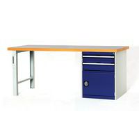 Arbeitstisch Cubio Combi mit 2 Schubfächern + 1 Schrank - Breite 200 cm - Polyrey