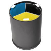 Abfalltrenner Büro für 3 Wertstoffe - farbige Behälter - 13 l