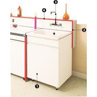 1 - Waschgerät2 - Tragschale 3 - Mischsystem für Waschgerät auf Tragschale 4 - Tablett
