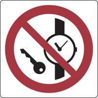 Verbotsschild - Keine Metallteile oder Uhren - Aluminium