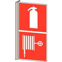 Brandschutz-Schild - Feuerlöscher und Feuerlöschspritze - Schild