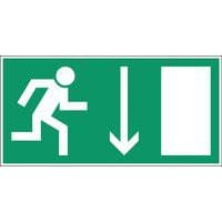 Schild für Evakuierung und Rettung - „Notausgang unten rechts“ - starr