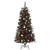 Künstlicher Weihnachtsbaum Voss,140 LEDs, 185 cm, 48 Dekoanhänger, rot/gold