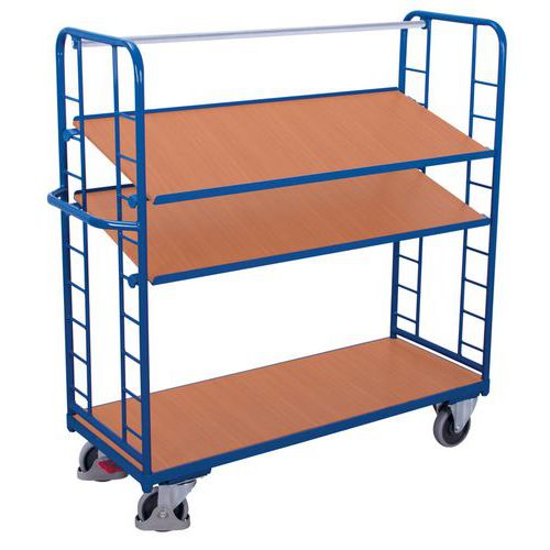 Ergonomischer hoher Wagen mit 3 Holzplatten - Tragkraft 500 kg