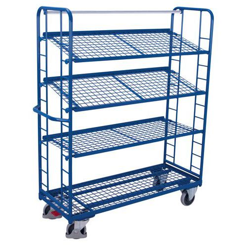 Ergonomischer hoher Wagen mit 4 Gitterplatten - Tragkraft 250 und 400 kg