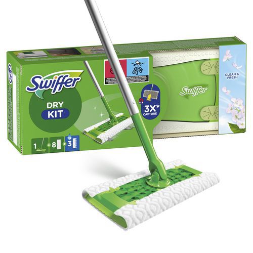 Set Wischer und Tücher, 8 trockene/3 Feuchttücher - Swiffer