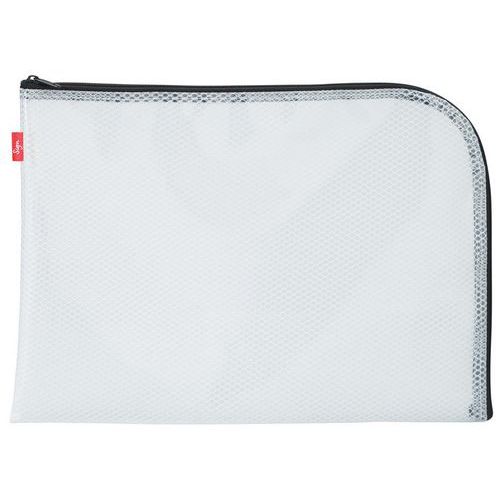 Robuste Tasche aus EVA-Mesh, weiß durchbrochen, mit schwarzem Reißverschluss - Sign