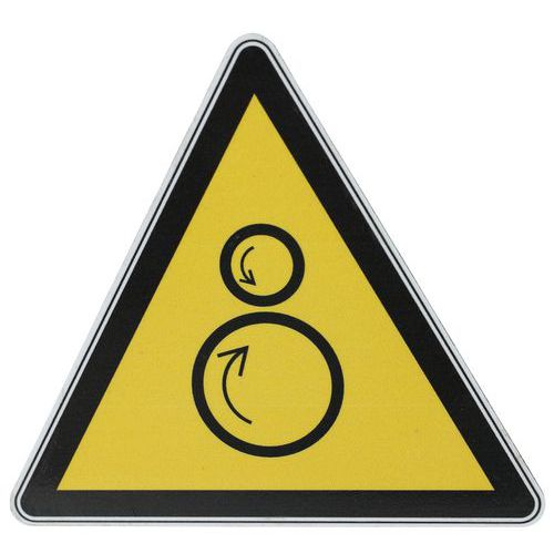Warnschild - Gegenläufige Rollen - Aluminium