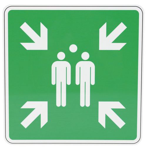 Fluchtwegschild Sammelstelle, Aluminium - Manutan Expert