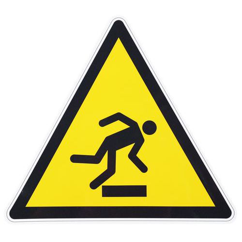 Warnschild - Stolpergefahr, Hindernis am Boden - Selbstklebend