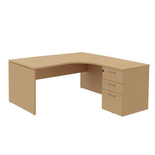 Kompakter Schreibtisch mit Container - Gestell mit Seitengestell - Buche - Manutan Expert