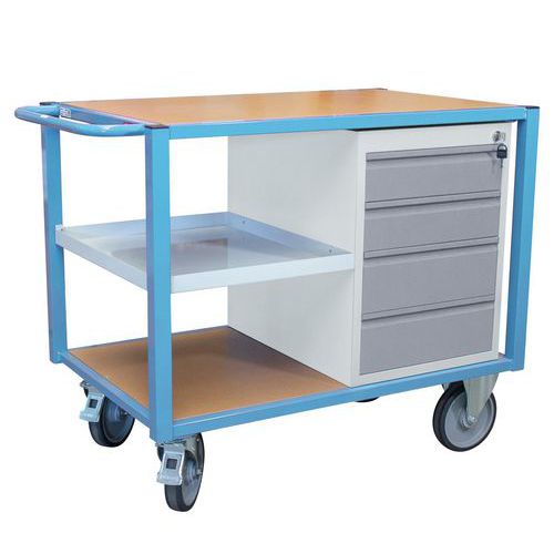 Wagen mit 3 Fachböden und 1 Schubladenblock - Tragkraft 500 kg - FIMM