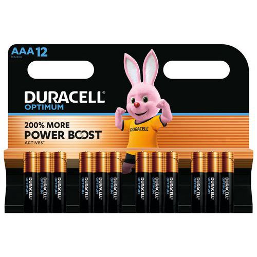 Alkali-Batterie Optimum AAA - 12 Stück - Duracell