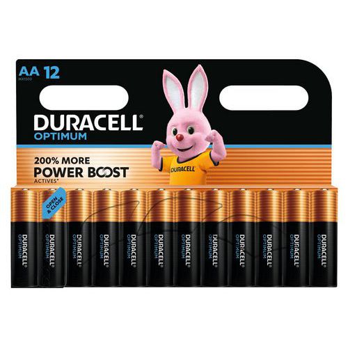 Alkali-Batterie Optimum AA - 12 Stück - Duracell