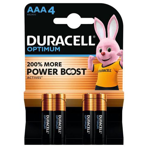 Alkali-Batterie Optimum AAA - 4 Stück - Duracell