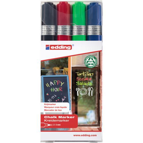 Kreidestift Edding E4095 - 4er-Pack - Standardfarben