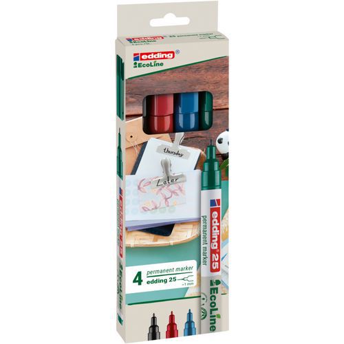 Permanentmarker EcoLine e25, feine Rundsp, versch F - Edding