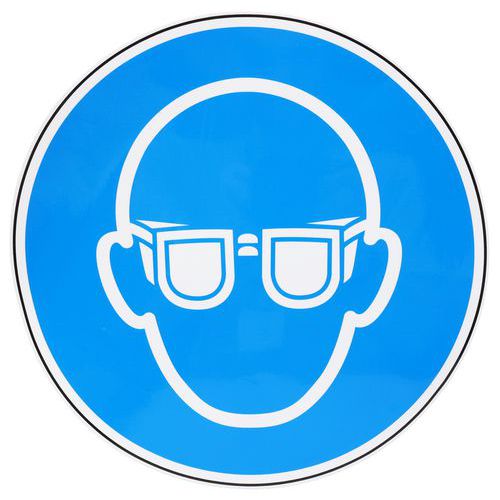 Gebotsschild - Schutzbrille vorgeschrieben - Selbstklebend