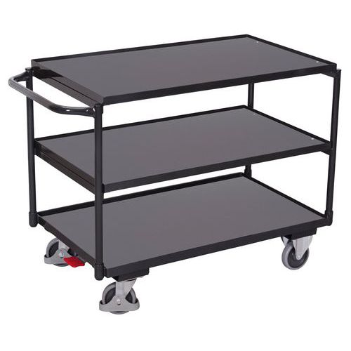 Ergonomischer Wagen mit 3 Holzplatten - Horizontale Stange - Tragkraft 250 kg