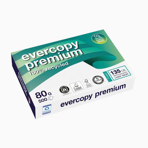 Pack Recyclingpapier, 500 Blatt 80 g, Evercopy Premium
