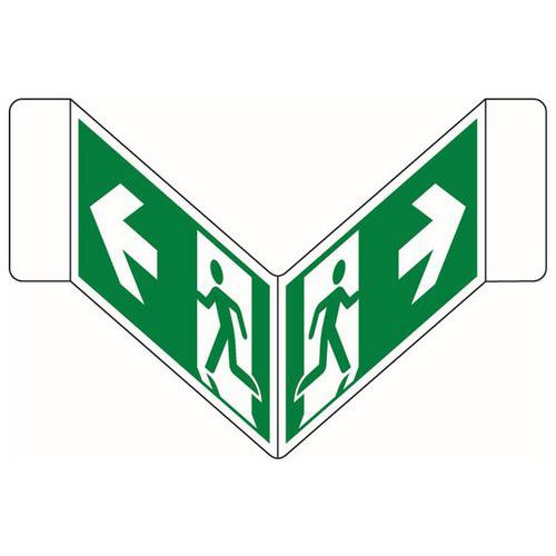 Sicherheits-/Fluchtwegschild in V-Form - Notausgang links Sicherheits-/Fluchtwegschild in V-Form - Notausgang links