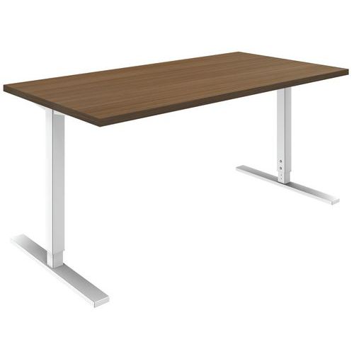 Gerader Schreibtisch aus Nußbaum mit verstellbaren Beinen - IDEA
