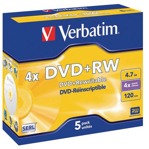 Wiederbeschreibbare DVD-RW, 4x – 5er-Pack Verbatim