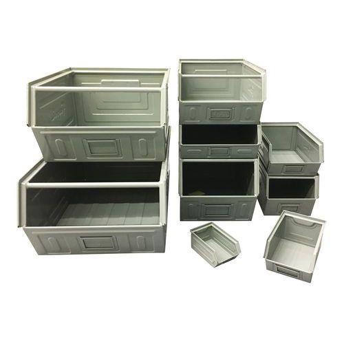 Ablagebox aus Metall - grau lackiertes Modell - Länge 500 bis 700 mm