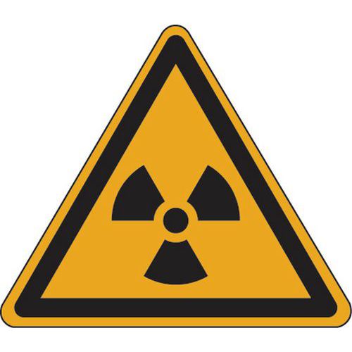 Warnschild - Radioaktive Stoffe oder ionisierende Strahlung - selbstklebend