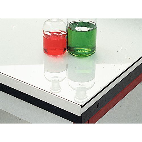 Modulares Eckmöbel für Labore – emailliertes Glas – ohne Rückwand