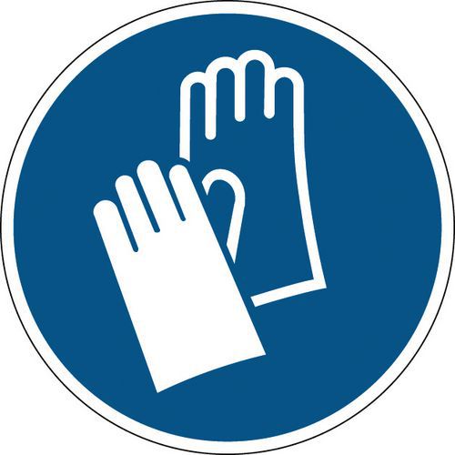 Gebotsschild, rund - Schutzhandschuhe vorgeschrieben - steif