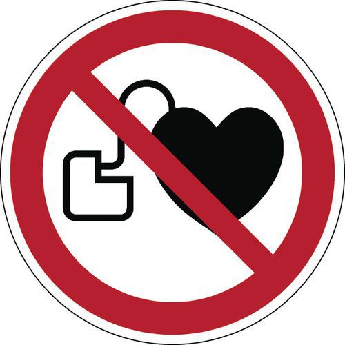 Verbotsschild, rund - Kein Zutritt für Personen mit Herzschrittmacher - steif