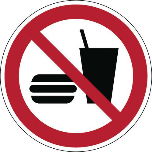 Verbotsschild - Essen und Trinken verboten - steif