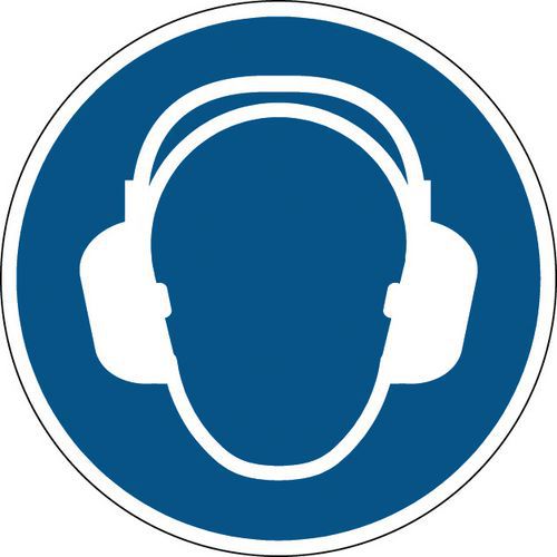 Gebotsschild, rund - Gehörschutz vorgeschrieben - steif