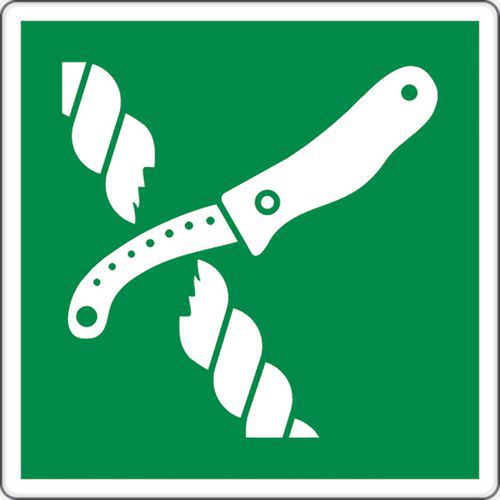 Hinweisschild - Messer für Rettungsfloß - Aluminium