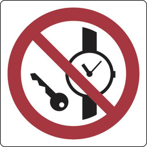 Verbotsschild - Keine Metallteile oder Uhren - Aluminium