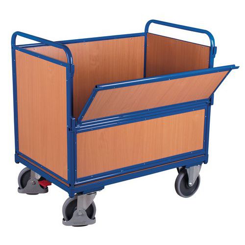 Ergonomischer Holzwagen ohne Deckel - 1 Wand halb einklappbar -500 kg