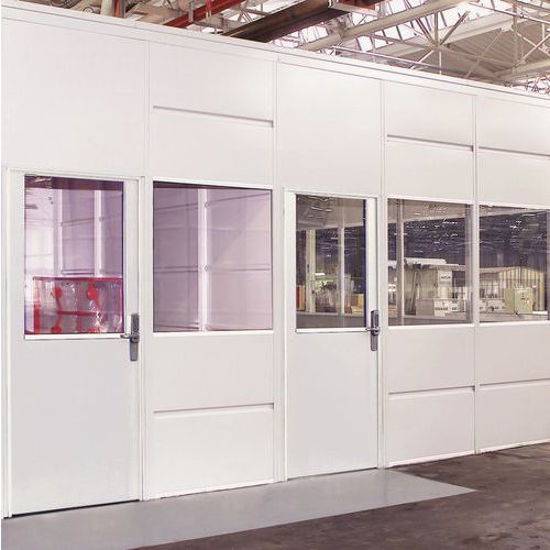 Schwingtür für Werkstatttrennwände aus Stahlblech - Glasplatte - Höhe 3.01 m