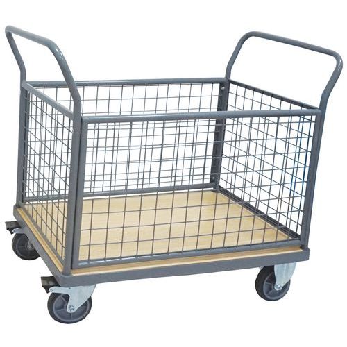 Wagen mit 4 Gitterwänden - Tragkraft 500 kg - Manutan