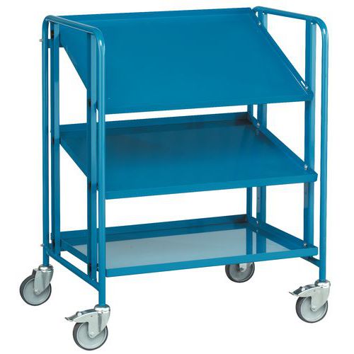 Kippbarer Stahlwagen für Behälter - 3 bis 5 Platten - mit Behälter