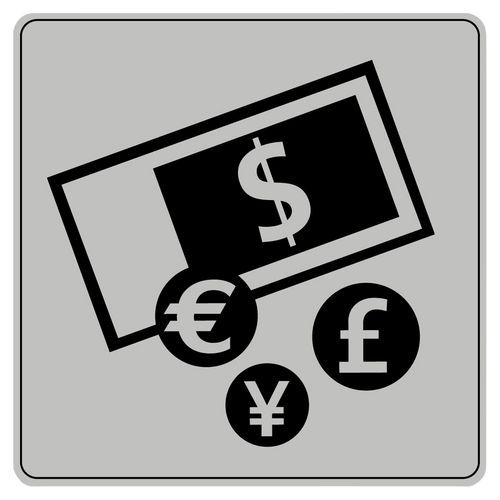 Piktogramm aus Polystyrol gemäß ISO 7001 - Geldwechsel