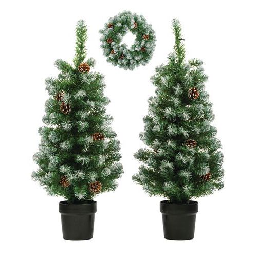 Künstlicher Weihnachtsbaum mit Lichtern und Kranz Norton - 2er-Set