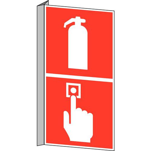 Brandschutz-Schild - Feuerlöscher und Feuer-Notrufknopf - Schild