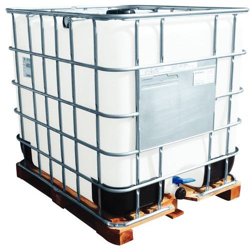 Transportbehälter 1000 L Unicube, grunderneuert und zugelassen - Tank + Holzpalette - Manutan