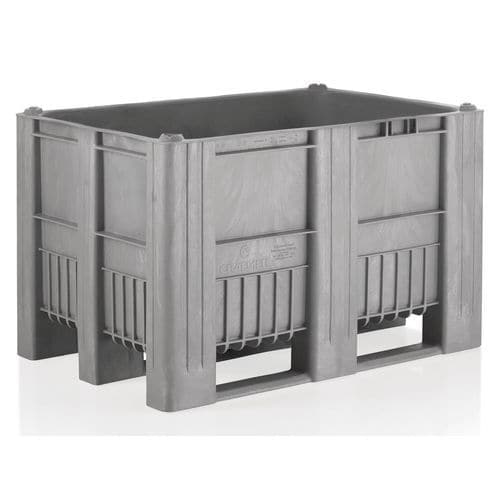 Einteilige Palettenbox aus Kunststoff - Grau - 3 Kufen