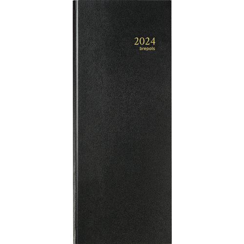 Terminkalender schwarz - Jahr 2024 - lang, 2 Bände 15 x 33 cm